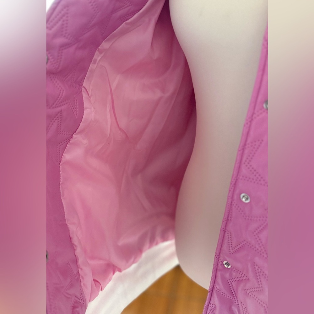 PU leather Stars Pink Bomber Jacket - Picture 10 of 12